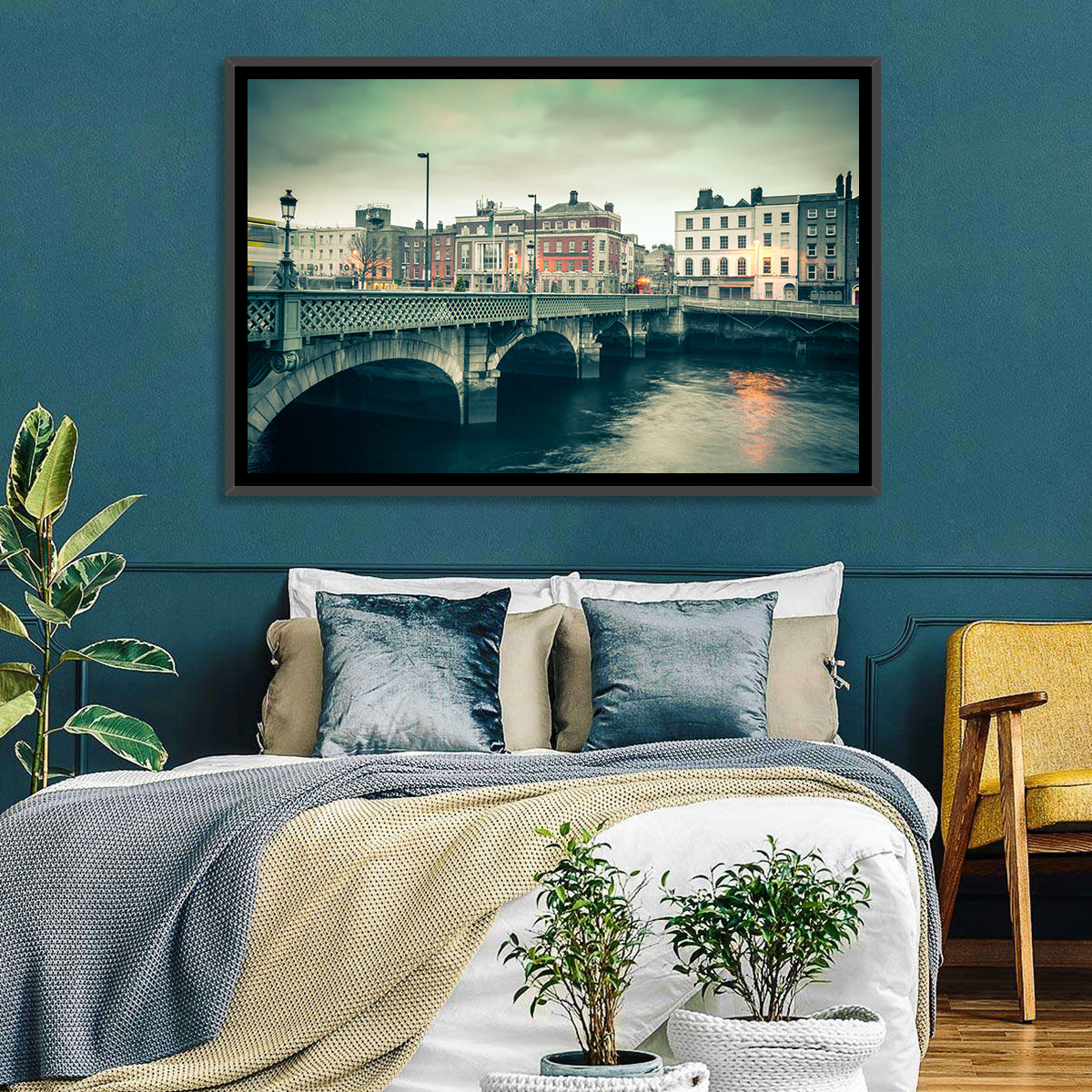 Grattan Bridge Twilight Wall Art in a room, landscape