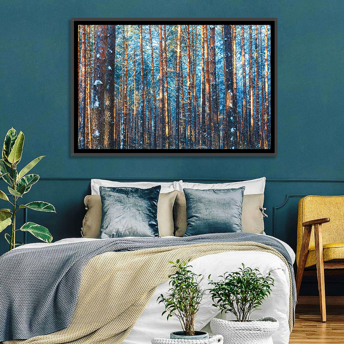 Golden Hour Winter Pine Forest Wall Art