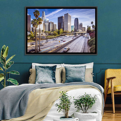 Los Angeles Freeway to Downtown Skyline Wall Art