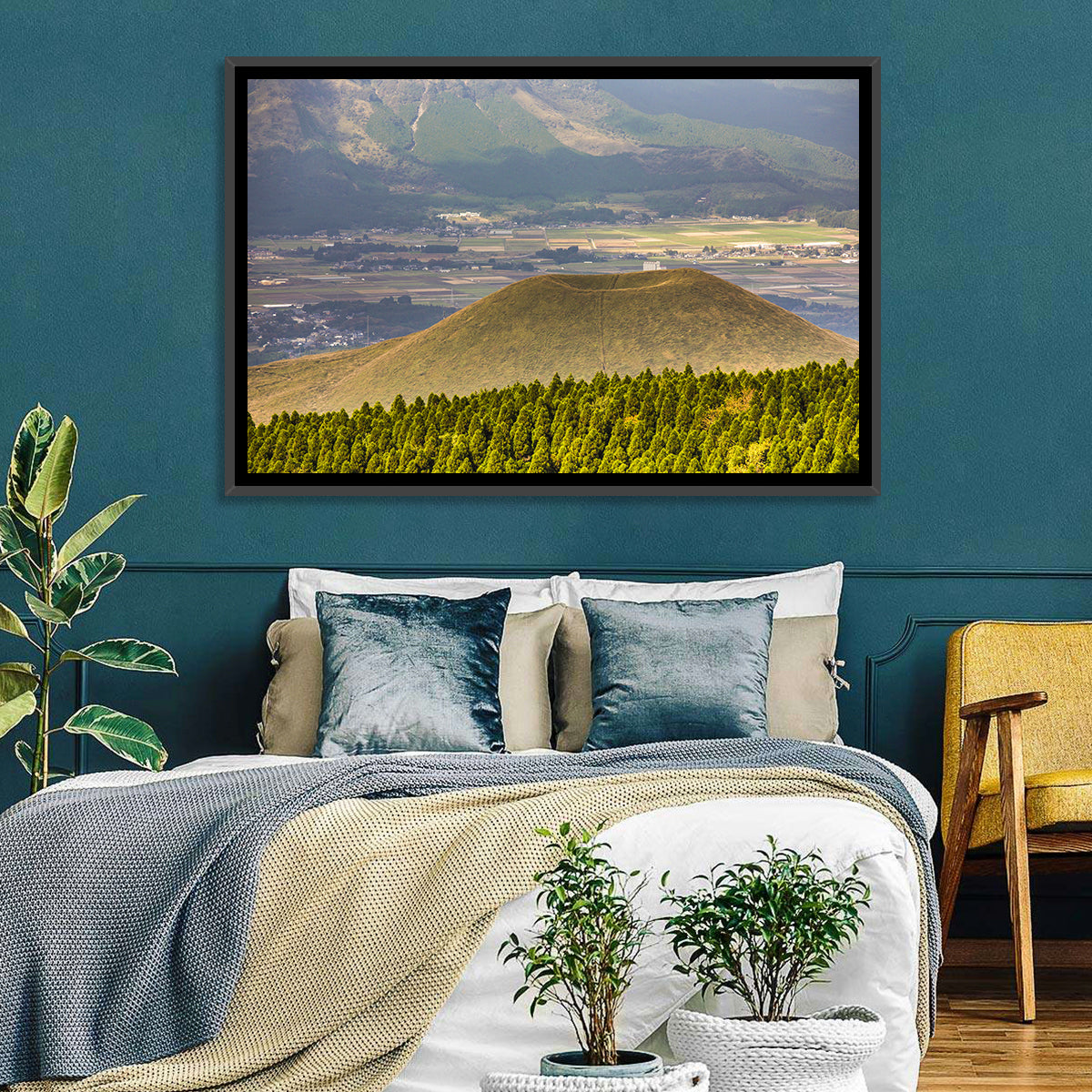 Mount Aso Komezuka Crater Wall Art in a room, landscape
