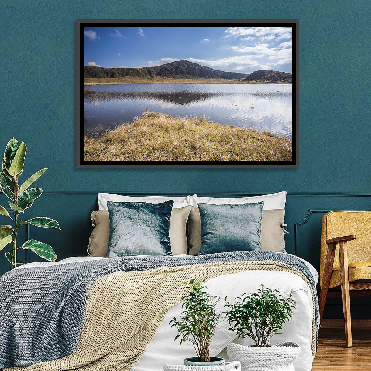 Mount Aso Lake Reflection Wall Art