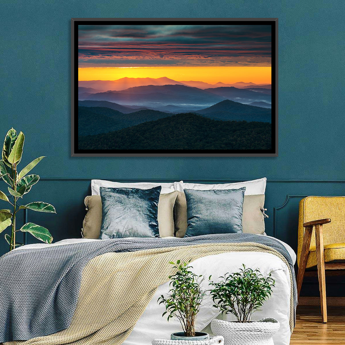 Misty Blue Ridge Sunrise North Carolina Wall Art