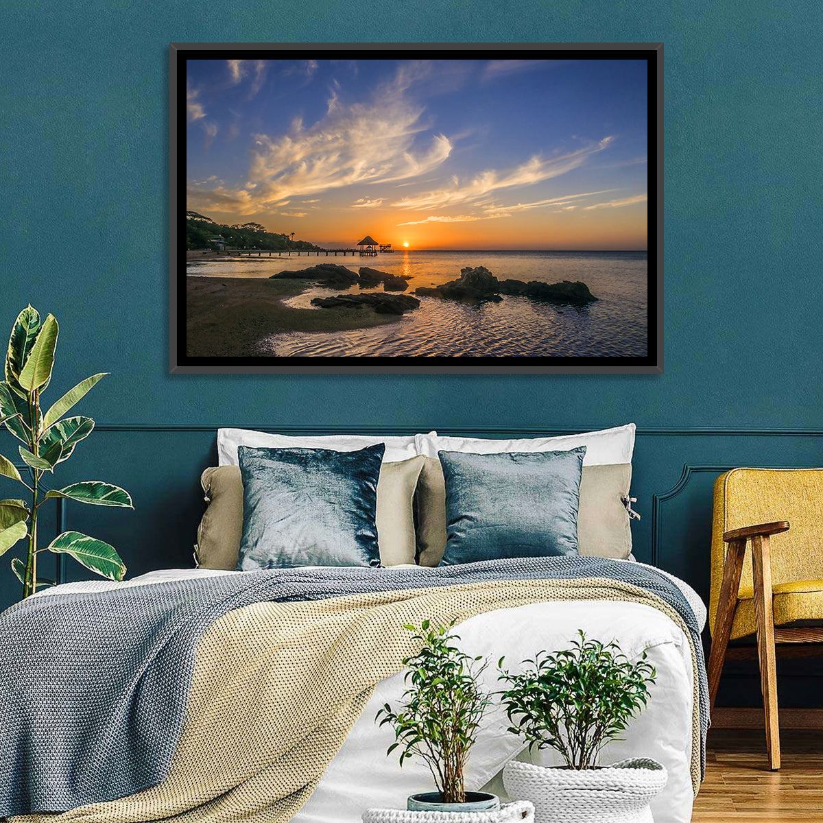 Roatan Pier Sunset Wall Art