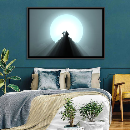 Moonlit Mountain Hut Wall Art