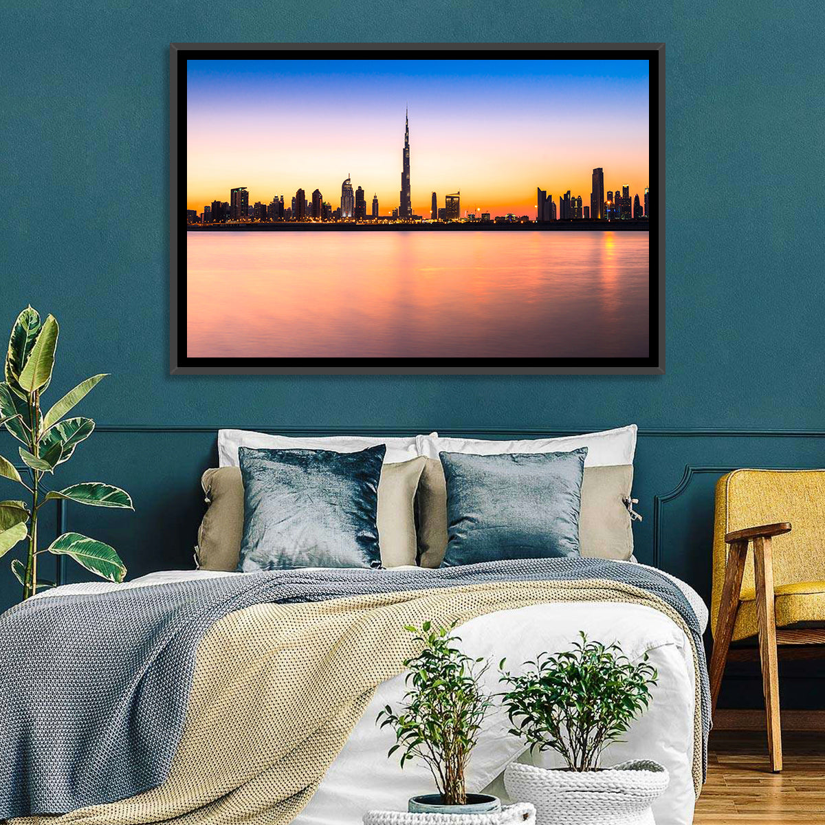 Dubai Skyline at Dusk Wall Art