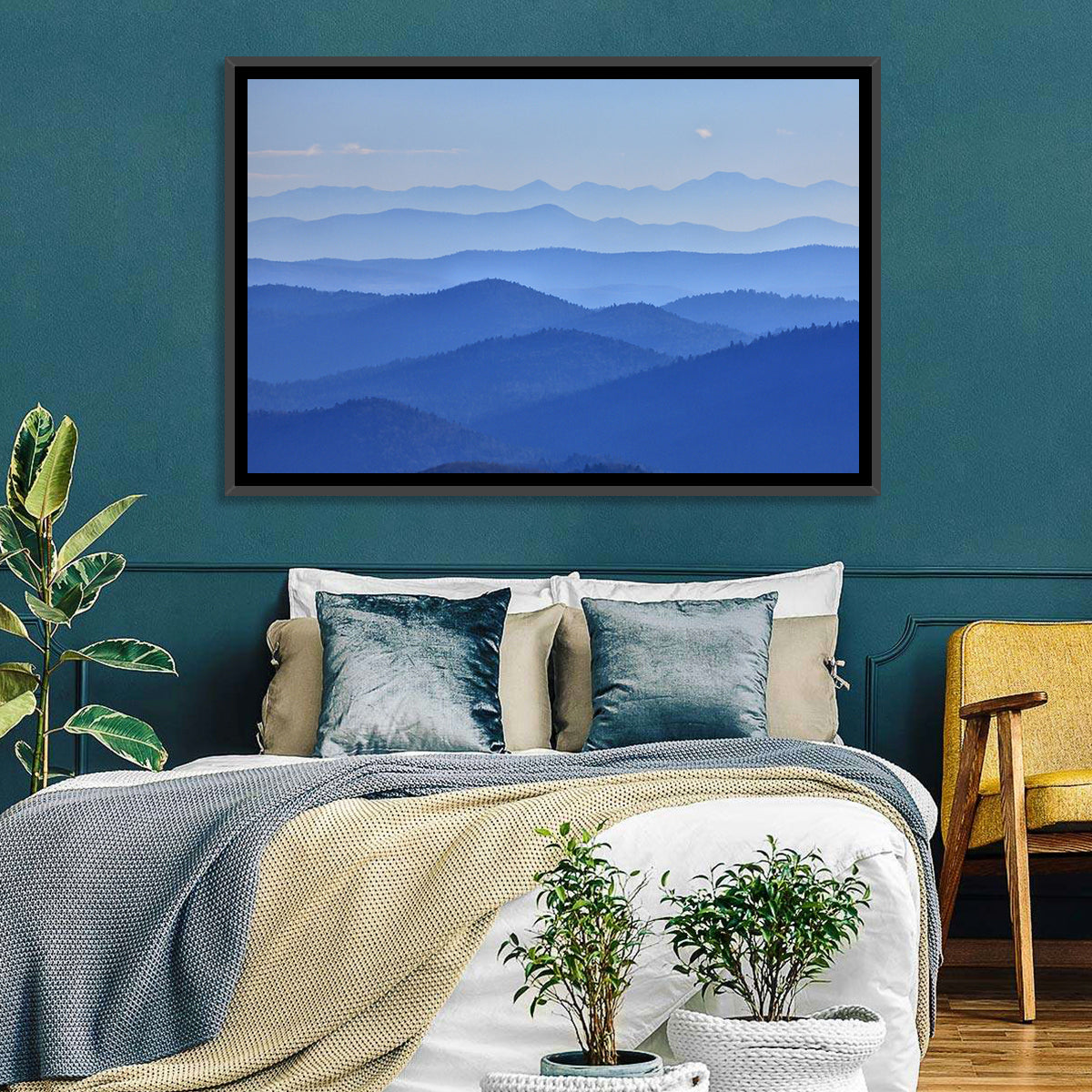 Misty Blue Mountain Valley Wall Art