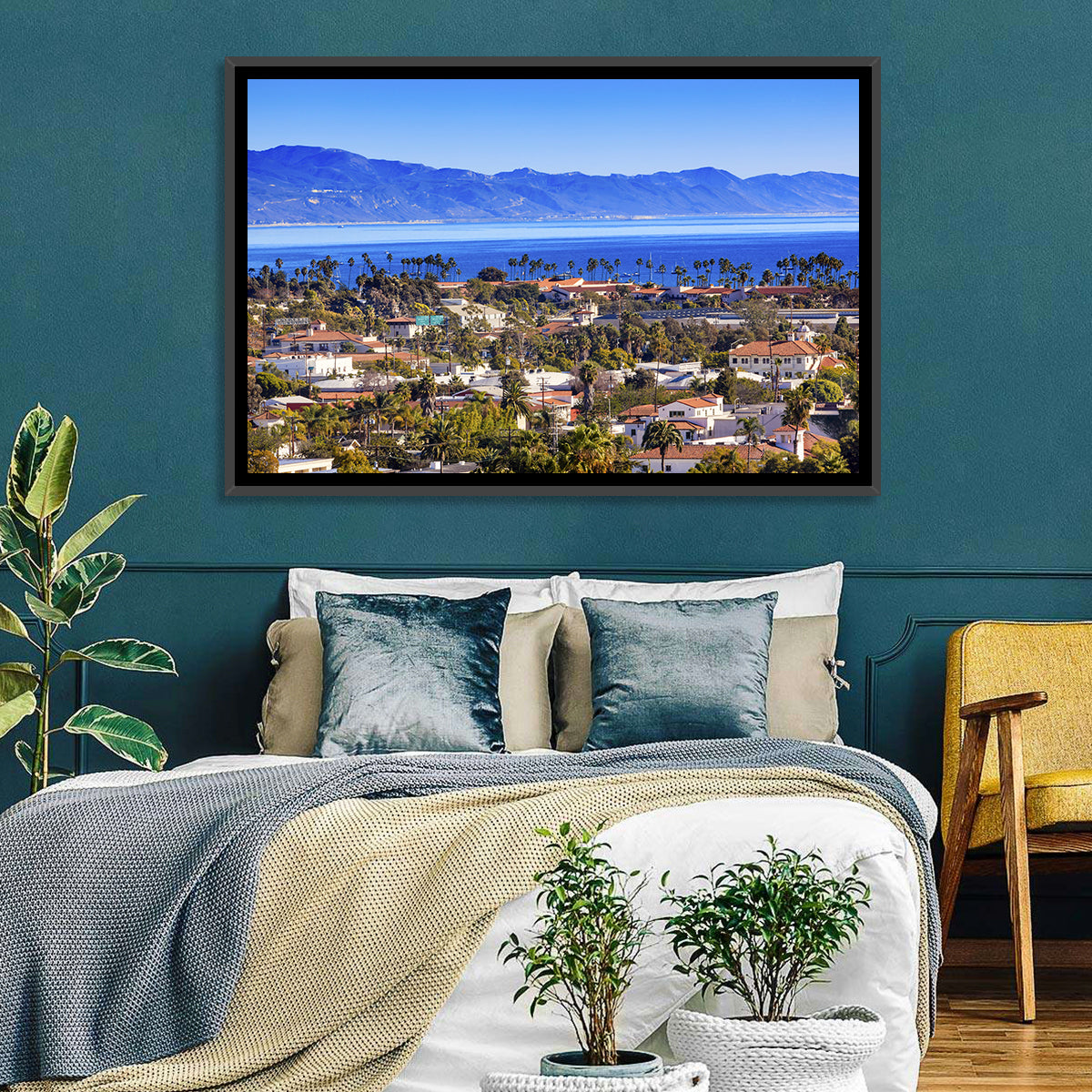 Santa Barbara Waterfront View Wall Art in a room, landscape