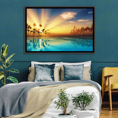 Turquoise Sunset Over Palm Island Wall Art