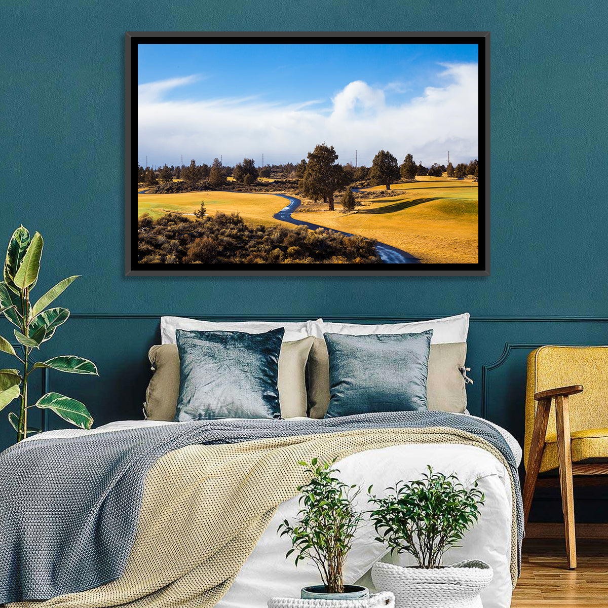 Central Oregon Golf Course with Winding Path Wall Art in a room, landscape