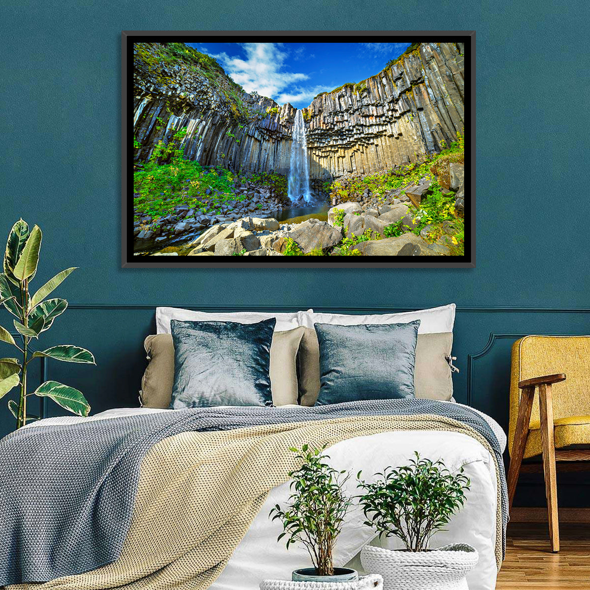 Svartifoss Basalt Falls Wall Art in a room, landscape