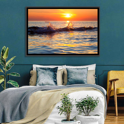 Lake Michigan Sunset Waves Wall Art