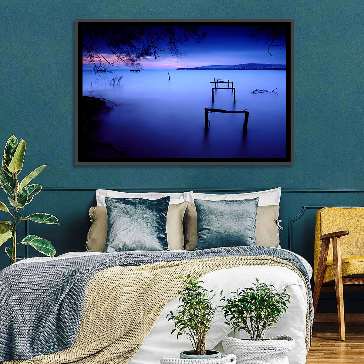Lake Balaton at Twilight Wall Art in a room, landscape