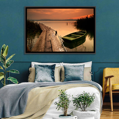 Pier and Rowboat on Lake Balaton Wall Art