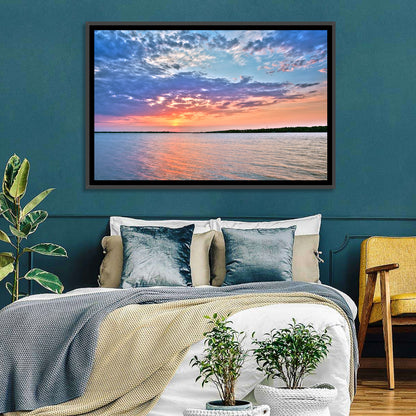 Cloudy Lake Sunset Reflection Wall Art