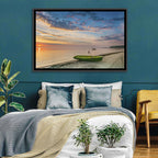 Green Rowboat at Sunrise Wall Art