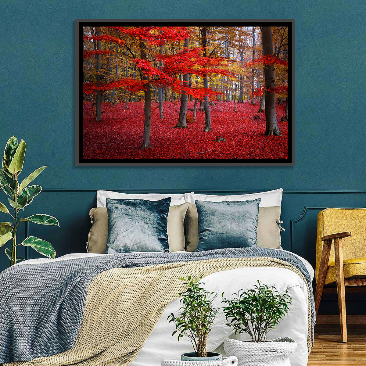 Crimson Autumn Forest Wall Art