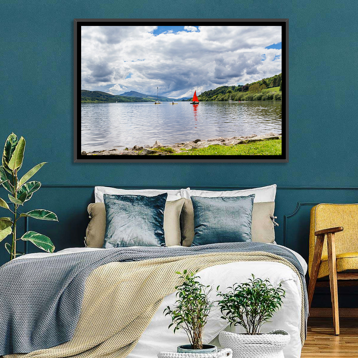 Bala Lake Sailboat Reflection Wall Art