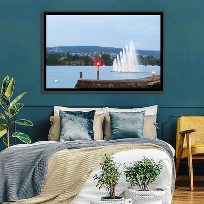 Lake Zurich Fountain at Dusk Wall Art