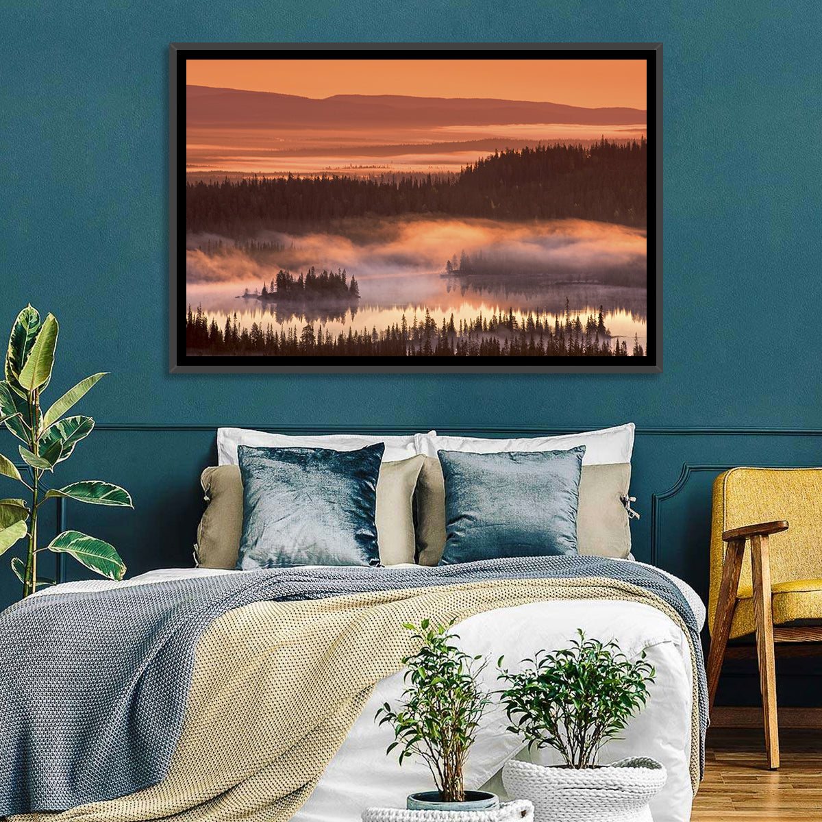 Lapland Sunrise Over Misty Lake Wall Art