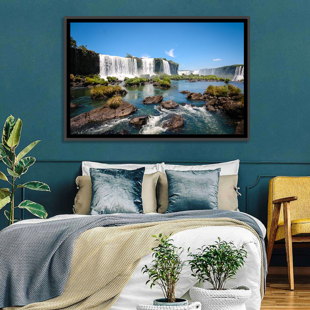 Iguazu River and Falls, Foz Do Iguaçu Wall Art in a room, landscape