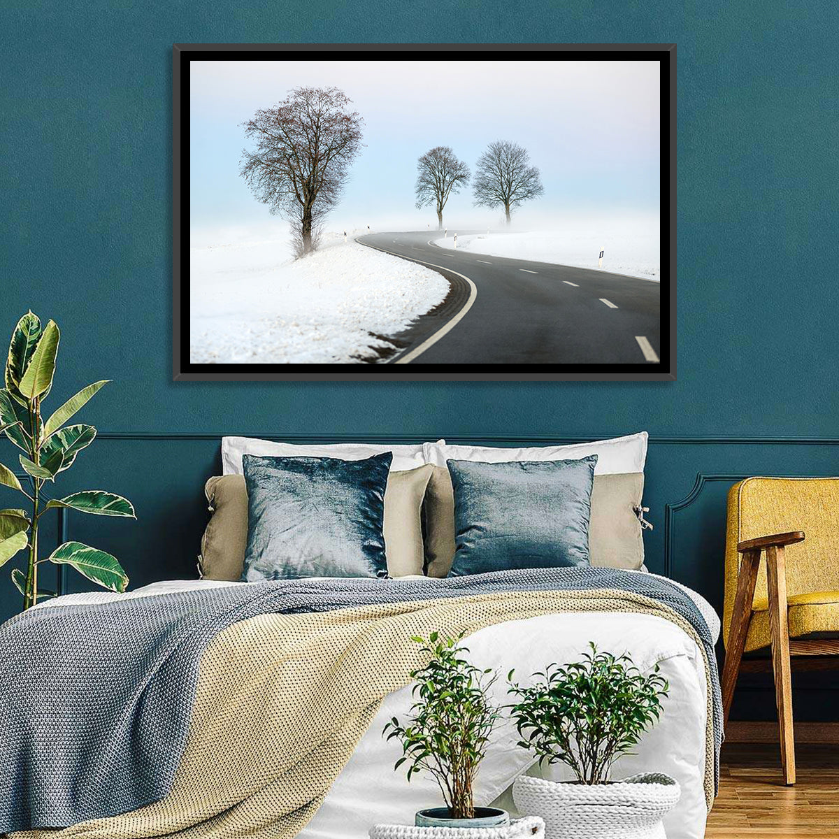 Foggy Winter Road Wall Art