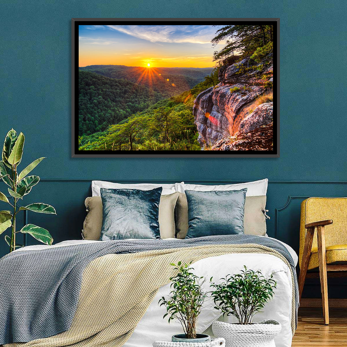 Big South Fork Gorge Sunset Wall Art in a room, landscape