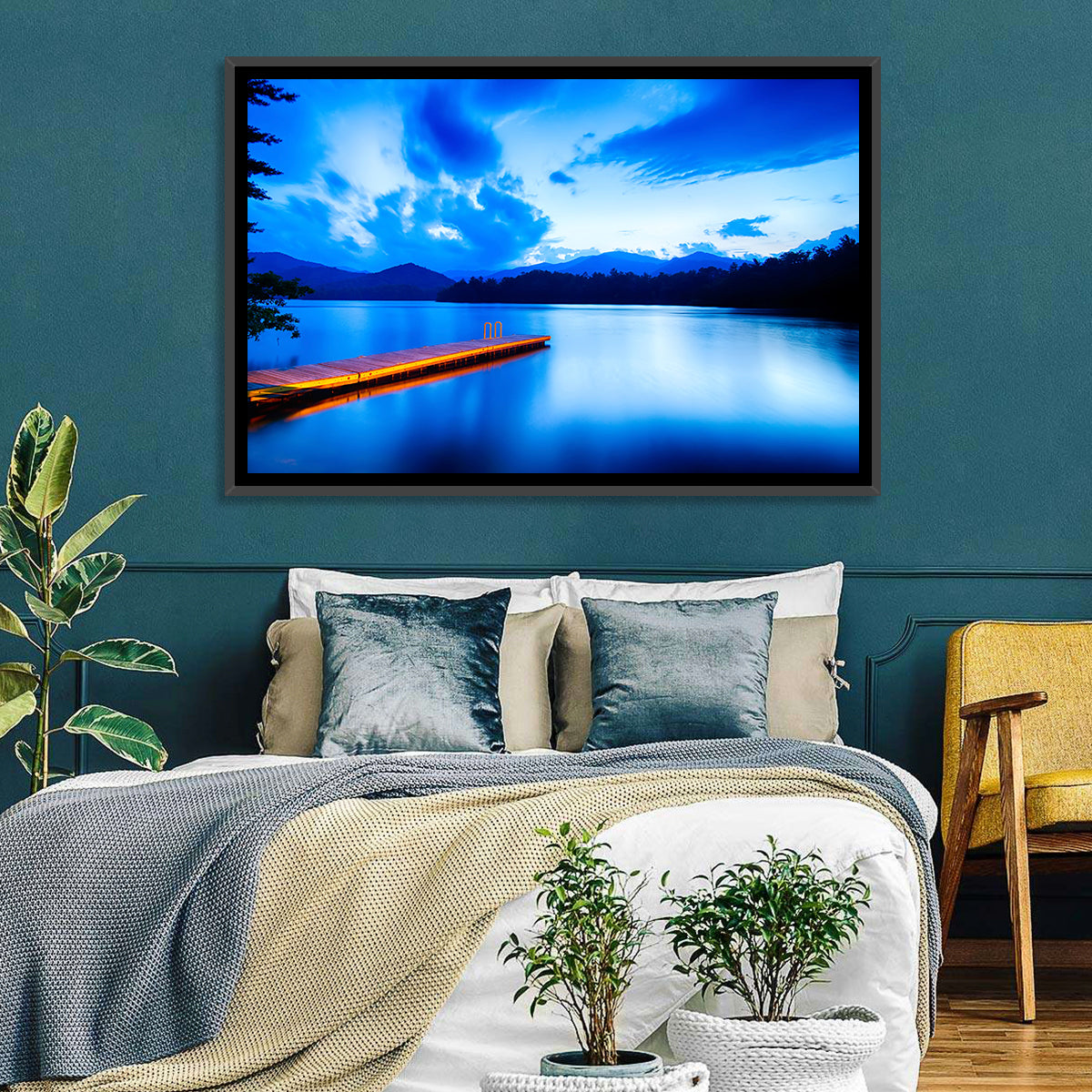 Lake Santeetlah Pier at Dusk Wall Art