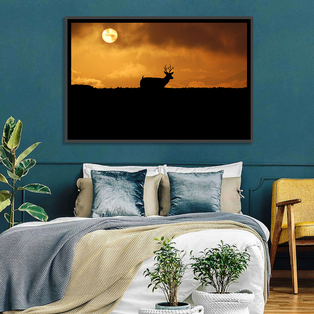Deer at Sunset Wall Art