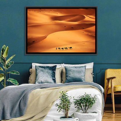 Desert Camel Caravan in Golden Dunes Wall Art