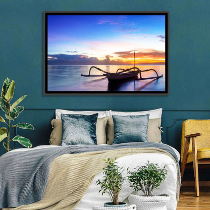 Jukung Fishing Boat at Sunset Wall Art