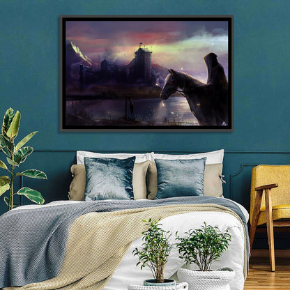 Horseman at Dusk by Misty Castle Wall Art
