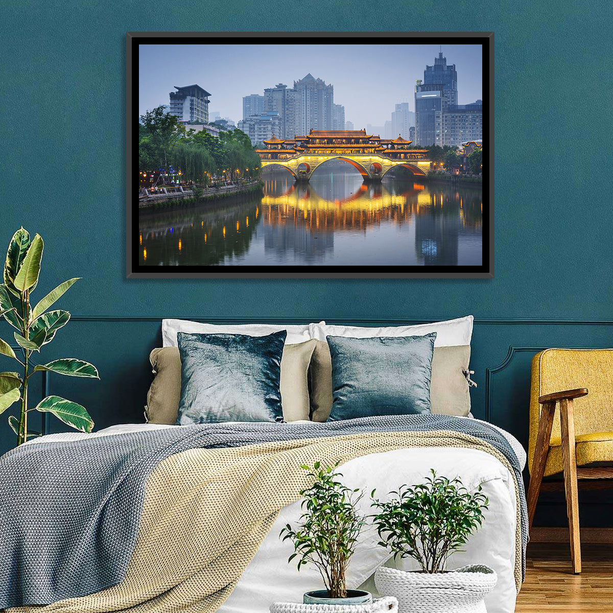 Anshun Bridge at Twilight Wall Art in a room, landscape