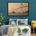 Newport Bridge in Golden Haze Wall Art