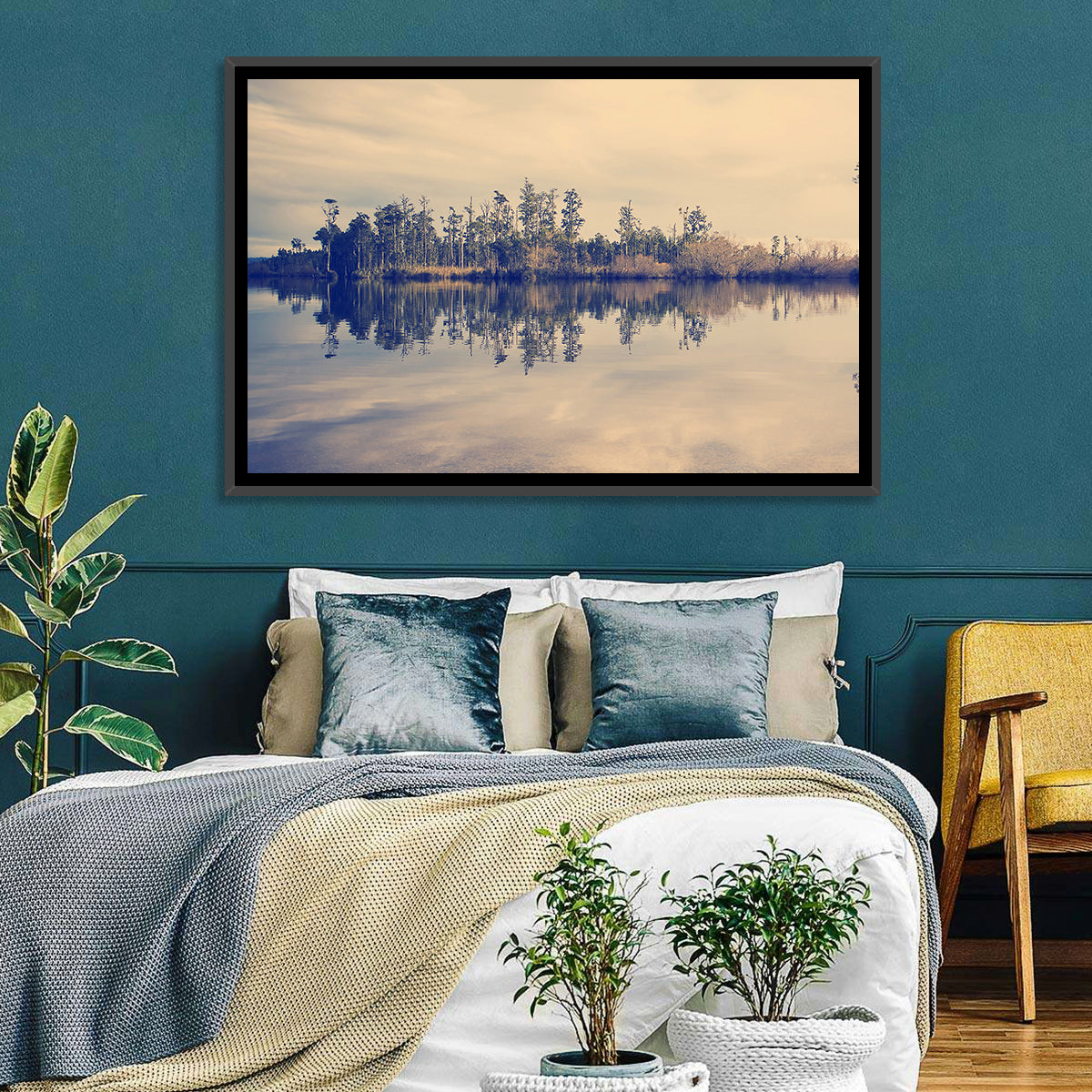 Sunset Over Forest Lake Wall Art
