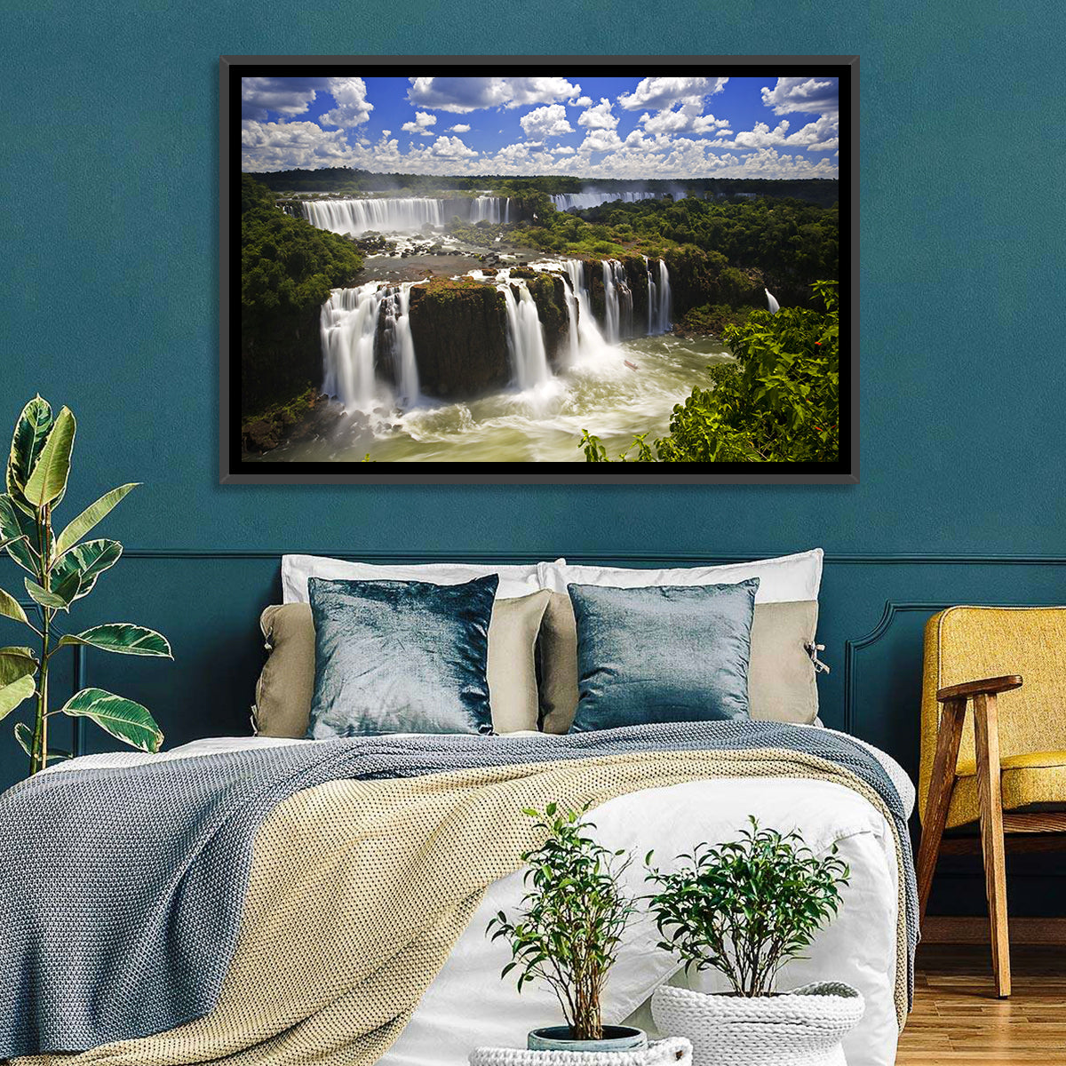 Iguazu Falls River View Wall Art in a room, landscape