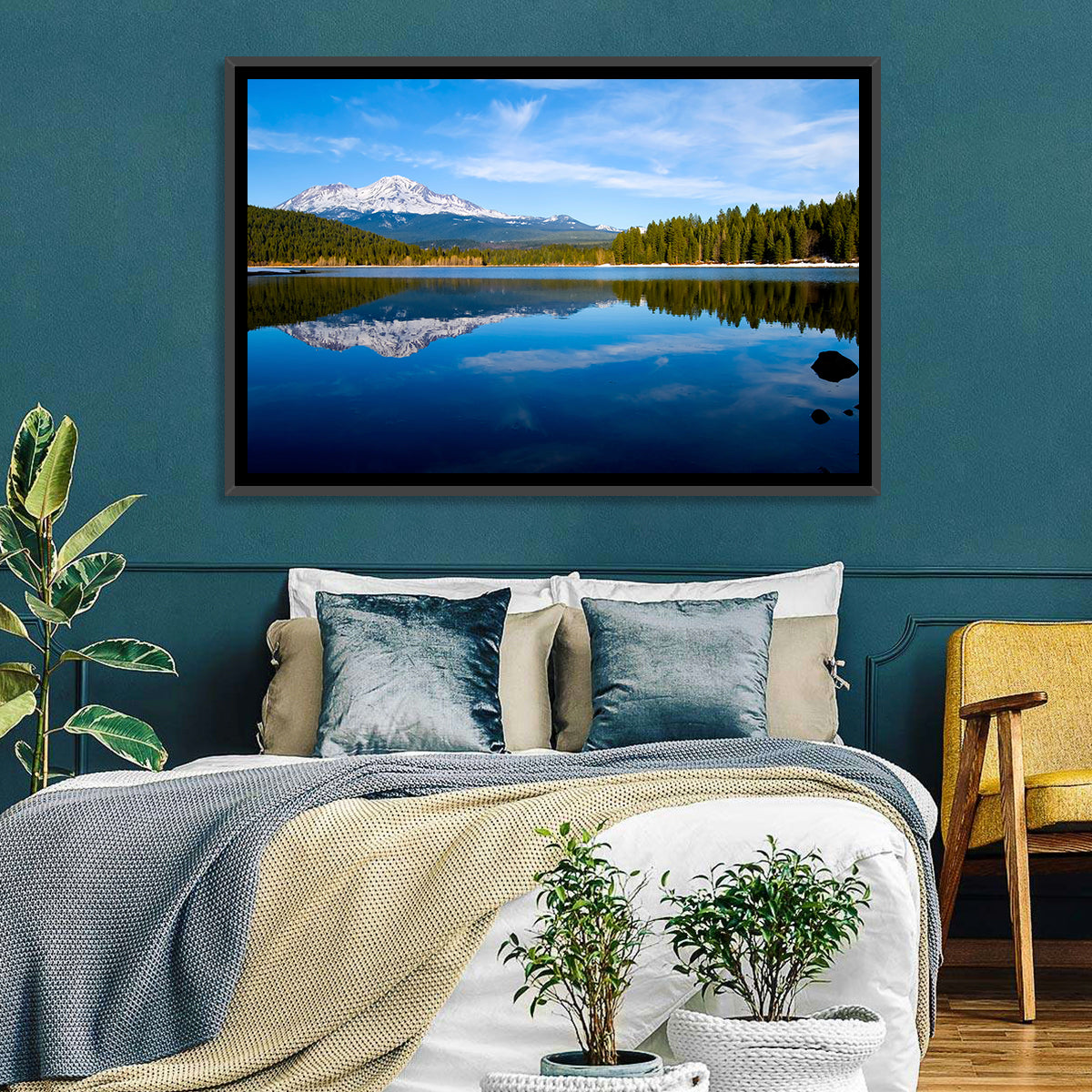 Northern California Snow Capped Lake Wall Art
