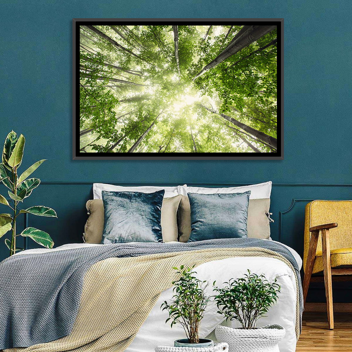 Spring Canopy in Morning Mist Wall Art in a room, landscape