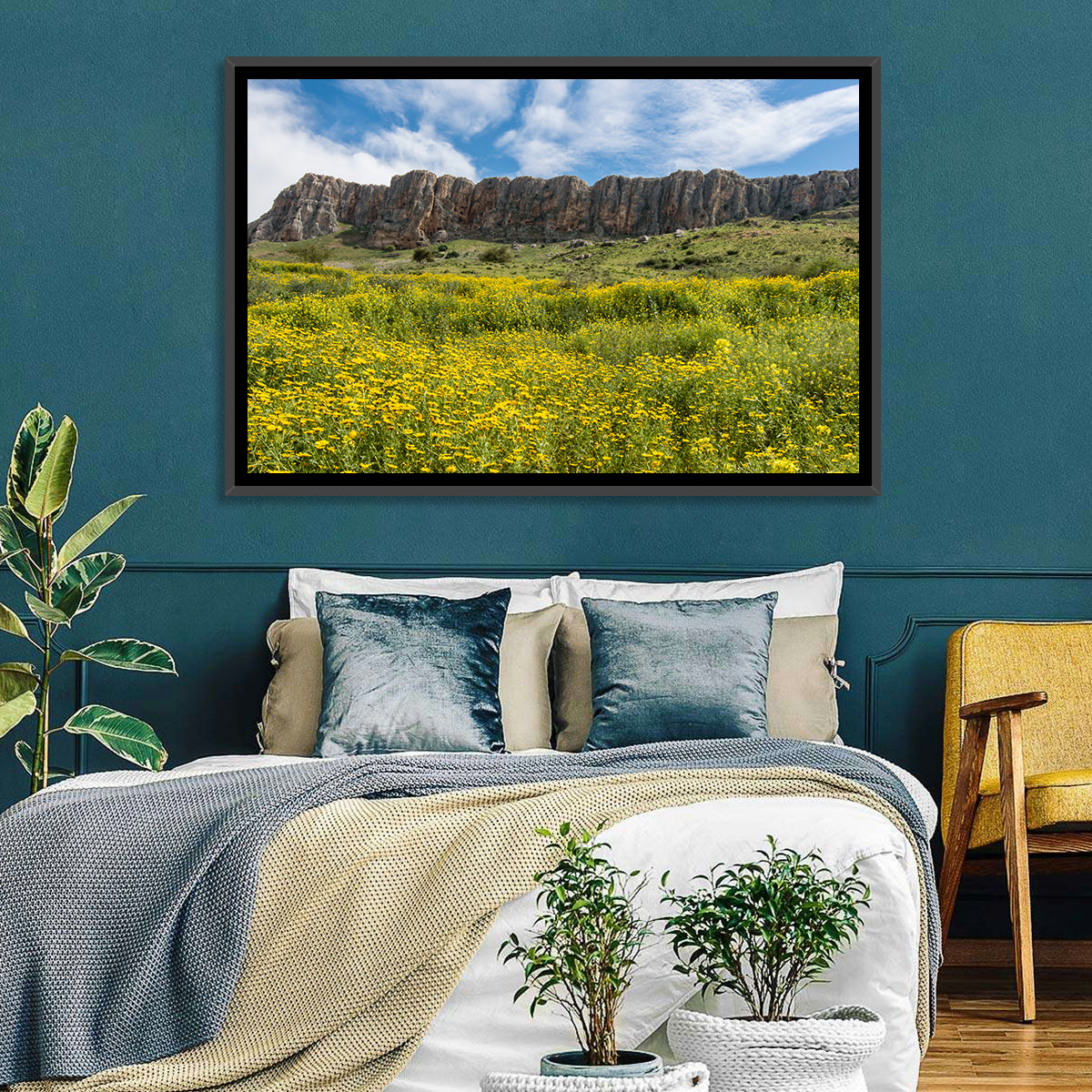 Mount Arbel Wildflower Meadow Wall Art in a room, landscape