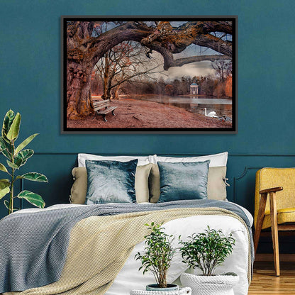 Autumn Pavilion with Swan Wall Art