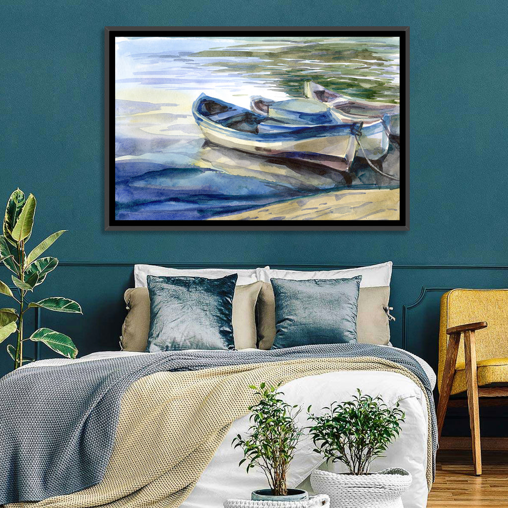 Watercolor Rowboats by the Shore Wall Art