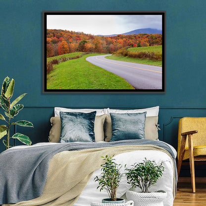 Curving Road Through Autumn Meadow Wall Art