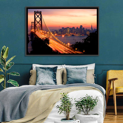 Bay Bridge Light Trails at Sunset Wall Art