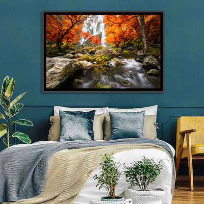 Autumn Forest Waterfall Wall Art