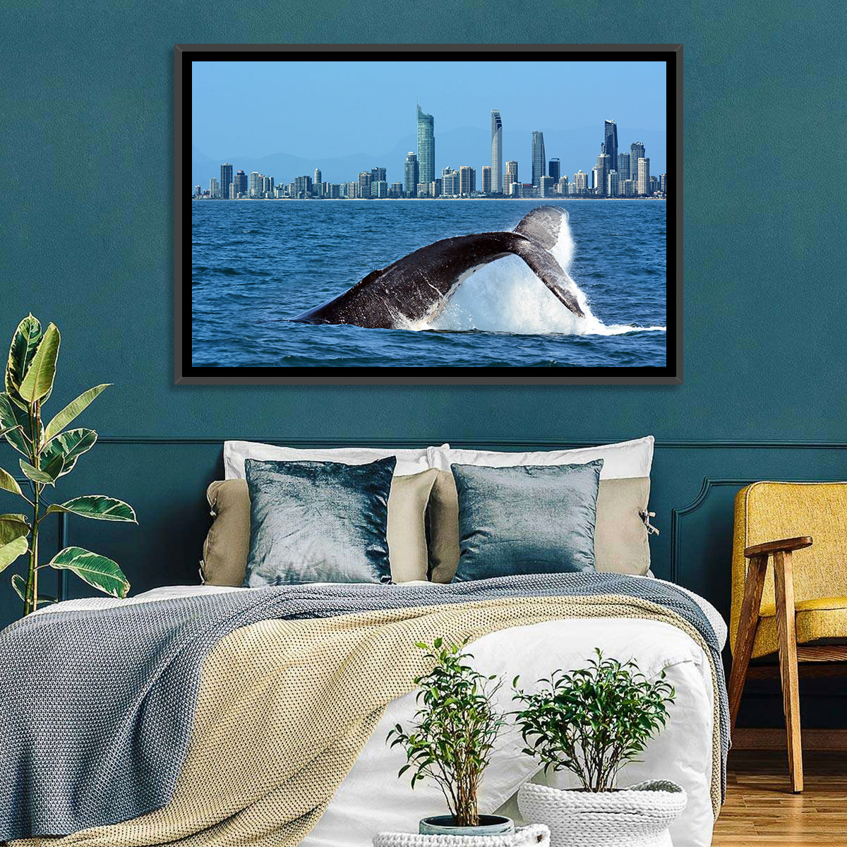 Gold Coast Whale and Skyline Wall Art
