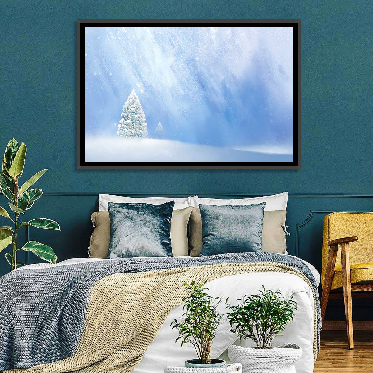 Two Snowy Evergreens Wall Art
