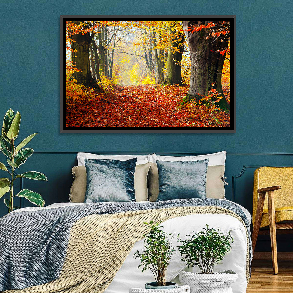 Misty Autumn Forest Path Wall Art