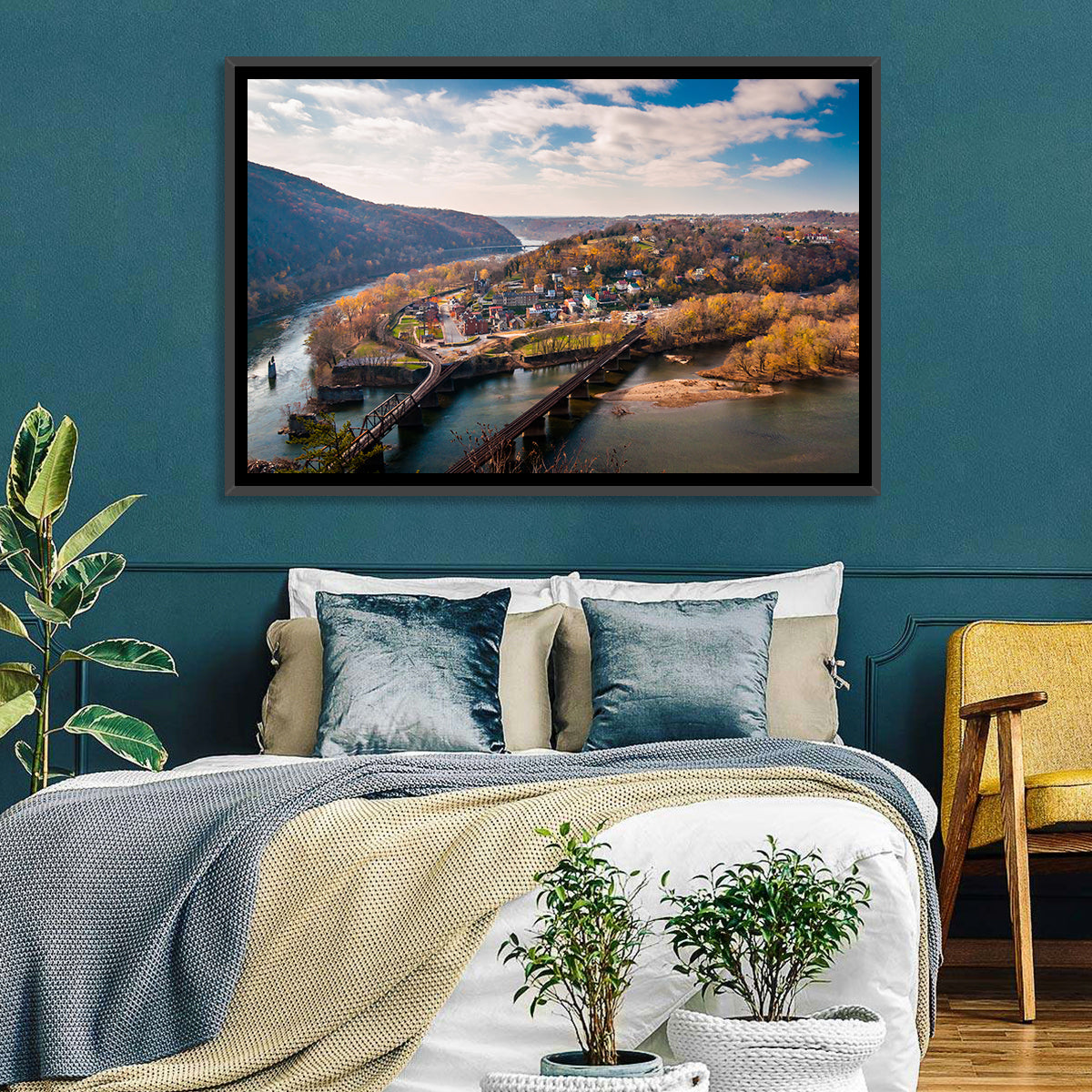 Maryland Heights Over Harpers Ferry Wall Art in a room, landscape
