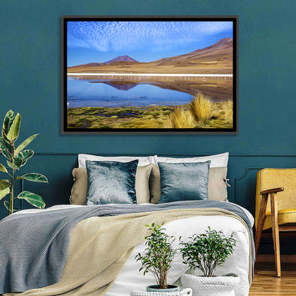 Red Lagoon Flamingo Reflection Wall Art