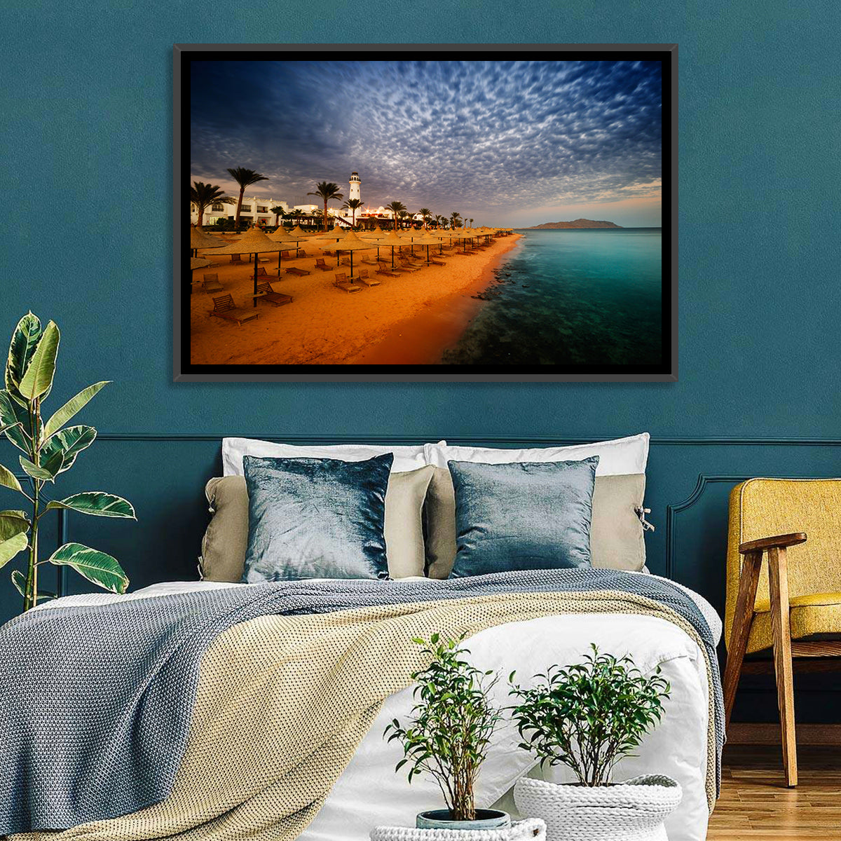 Sharm El Sheikh Beach at Dusk Wall Art in a room, landscape