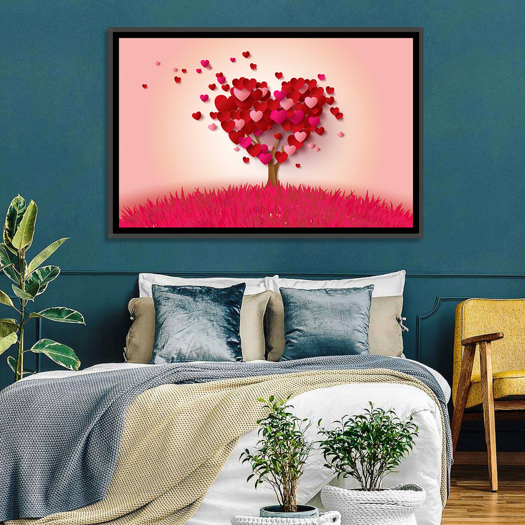 Whimsical Heart Tree Illustration Wall Art
